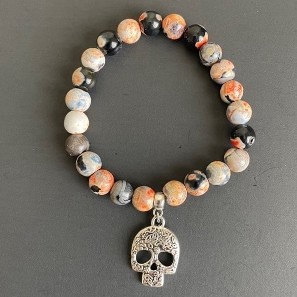 Orange Flame Agate Charm Bracelet